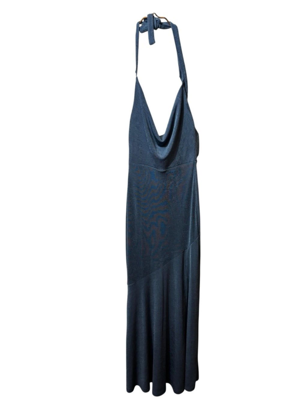 Hello Molly Steel Blue Halter Cowl Maxi Dress small
